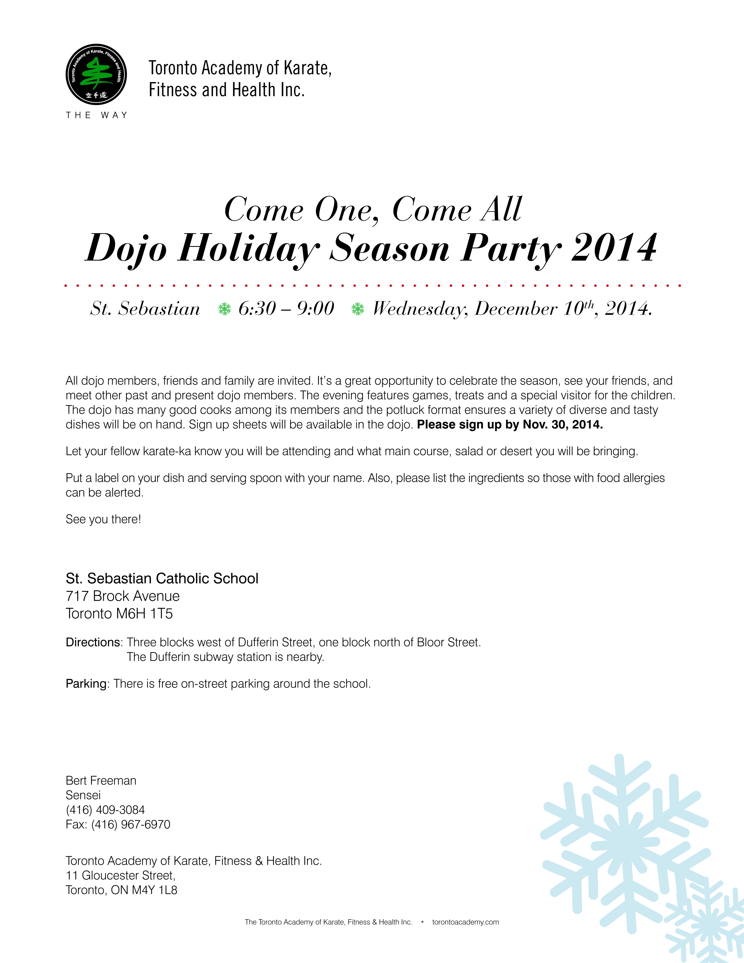 Dojo Holiday Party @ St Sebastian Separate School | Toronto | Ontario | Canada